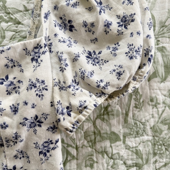 Reformation Casterly Linen Puff Sleeve Tie Back Top Madeline Floral Print Size 4 - Picture 6 of 8